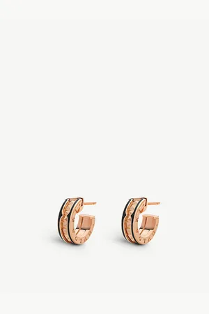 Bvlgari B.Zero1 18ct Rose-Gold and Ceramic Hoop Earrings