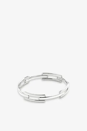 Monica Vinader Womens Signature Sterling-Silver Link Bangle