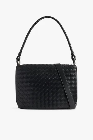 Bottega Veneta Mens Woven-Texture Leather Cross-Body Bag