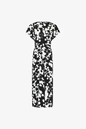 Ro&Zo Womens Floral-Print Flutter-Sleeve Crepe Midi Dress