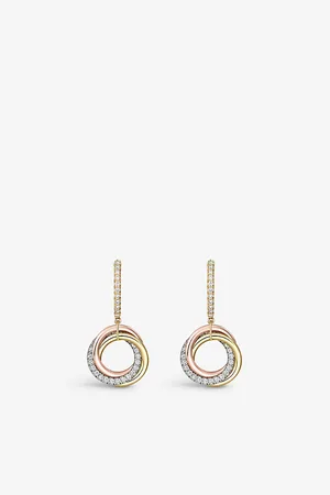 Cartier Trinity 18ct White, Yellow, Rose-Gold and 0.47ct Brilliant-Cut Diamond Earrings