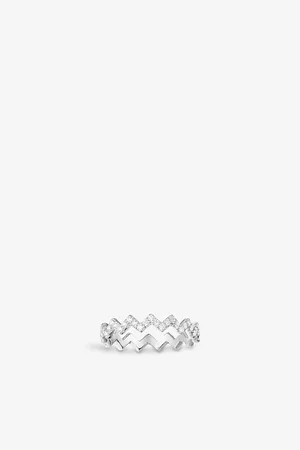 APM Monaco Womens Up and Down Sterling and Zirconia Ring
