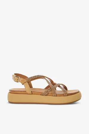 Dune Womens Ledge Crystal-Embellished Woven Flatform Sandals