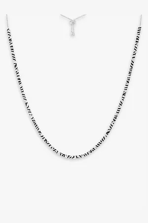 APM Monaco Mens Zebra Brand-Engraved Sterling- and Zirconia Adjustable Necklace