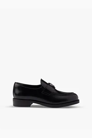 Prada Womens Brand-Plaque Leather Loafers