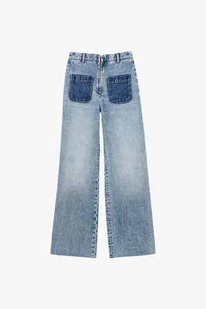 Sandro Womens Flared-Leg High-Rise Jeans