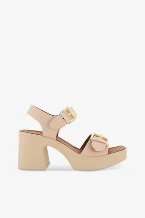 Dune Womens Jenies Two-Buckle Leather Platform Sandals