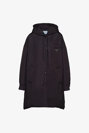Prada Womens Re-Nylon Logo-Plaque Nylon Coat