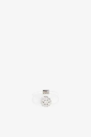 PERSÉE Illusion-Band Engraved-Plaque 18ct White-Gold and 0.27ct Diamond Ring