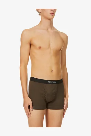 Tom Ford Mens Branded-Waistband Fitted Stretch-Cotton Trunks