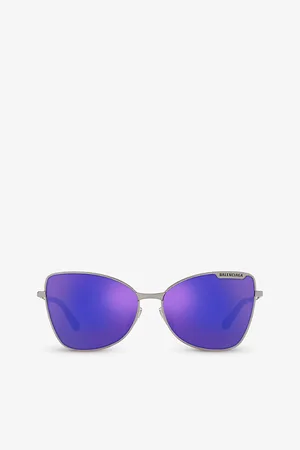Balenciaga Womens Bb0278S Butterfly-Frame Metal Sunglasses