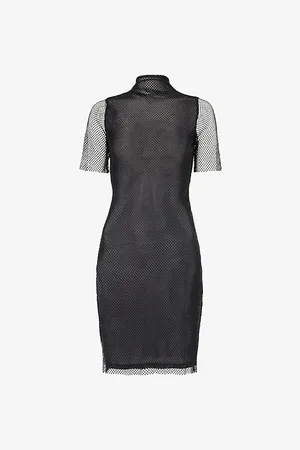 Amy Lynn Womens Crystal-Embellished Slim-Fit Woven Mini Dress