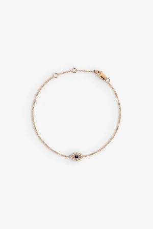 Roxanne First Evil Eye 14ct Rose-Gold, 0.11ct White Diamond and 0.06ct Blue Sapphire Bracelet