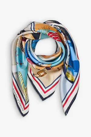ASPINAL OF LONDON Womens Pool Side Graphic-Print Silk-Twill Scarf