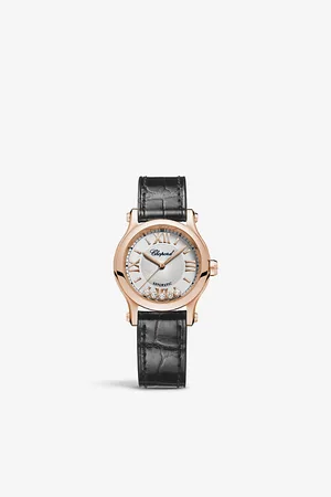 Chopard Happy Sport 274893-5011 18ct Rose-Gold, Diamond and Leather Diamond Watch
