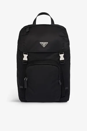 Prada Womens Re-Nylon Brand-Plaque Polyamide And Saffiano Leather Backpack