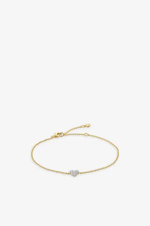 Monica Vinader Womens Heart 18ct -Plated Vermeil Sterling-Silver and 1.41ct Lab-Grown Diamond Bracelet
