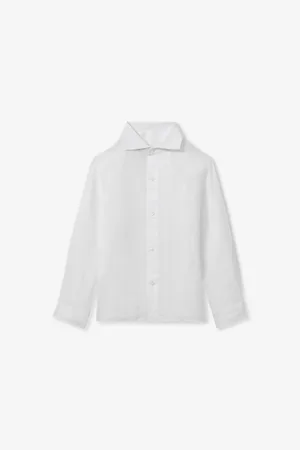Reiss Ruban Cutaway-Collar Long-Sleeve Linen Shirt 3-14 Years