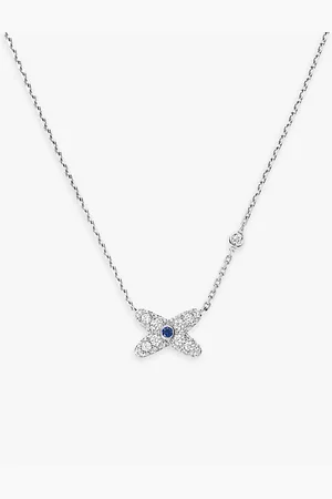 CHAUMET Jeux De Liens 18ct White-Gold, 0.07ct Brilliant-Cut Sapphire and 0.99ct Brilliant-Cut Diamond Pendant Necklace