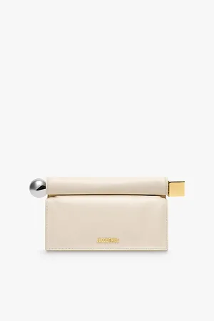 Jacquemus Womens La Pochette Rond Carré Leather Clutch Bag