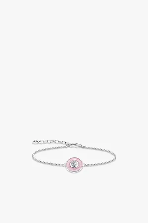Thomas Sabo Womens Heart 925 Sterling-Silver, Enamel and Zirconia Chain Bracelet