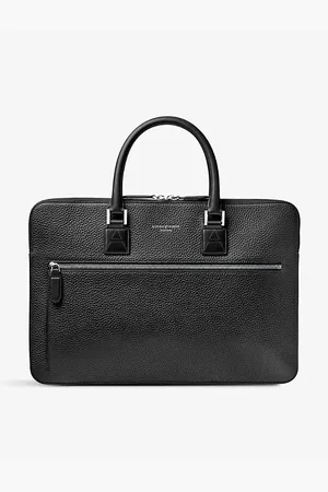 ASPINAL OF LONDON Mens Mount Street Grained-Leather Logo-Embossed Document Case