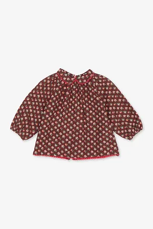 Caramel Jaya Floral-Print Long-Sleeve Cotton Blouse 12-24 Months