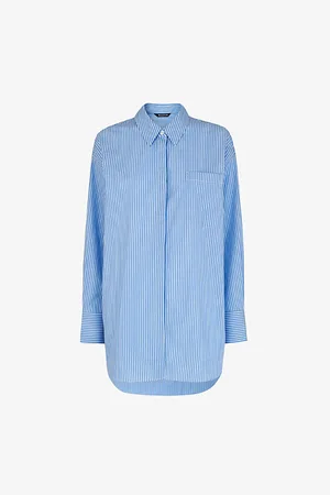 Whistles Womens Striped Oversized-Fit Cotton Shirt