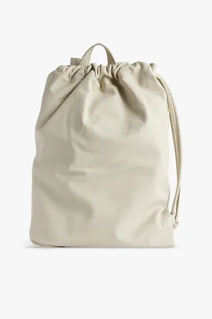 ELEVENTY Mens Branded Drawstring-Closure Leather Backpack