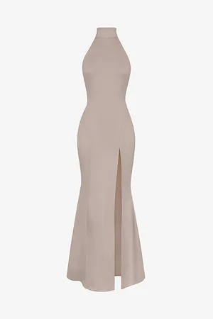 House Of Cb Womens Juliette Halter-Neck Split-Hem Stretch-Woven Maxi Dress