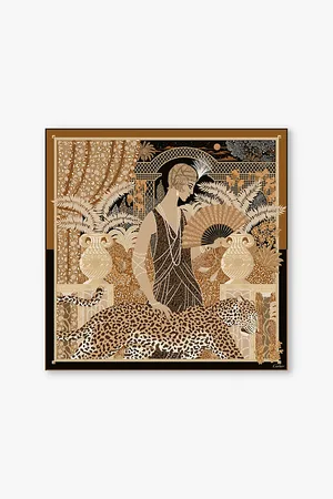 Cartier Womens Woman With A Panther Silk-Twill Scarf