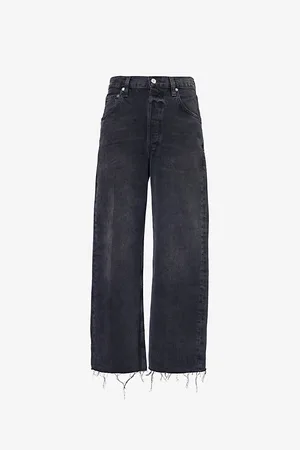 Citizens of Humanity Womens Ayla Raw-Hem Wide-Leg Jeans