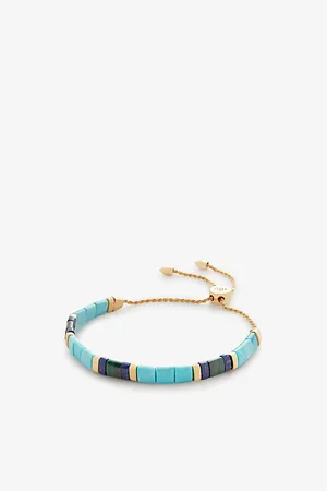 Monica Vinader Womens Delphi 18ct -Plated Vermeil Sterling-Silver and Turquoise Friendship Bracelet