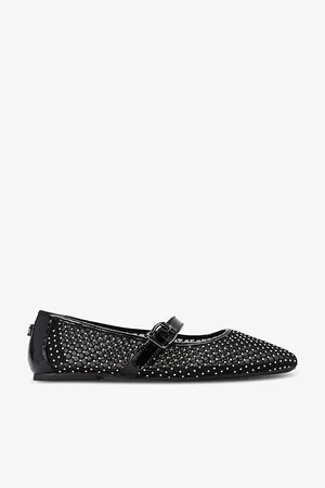 Kurt Geiger Womens Nina Rhinestone-Embellished Mesh Ballet Flats