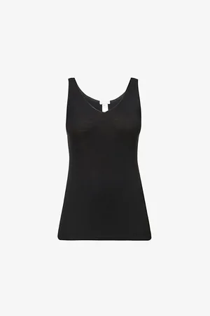 Hanro Womens Woolen V-Neck Wool-Silk Blend Top