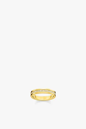 Thomas Sabo Womens 18ct Yellow Gold-Plated Sterling Silver and Zirconia Band Ring