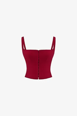 House Of Cb Womens Pia Square-Neck Stretch Cotton-Blend Corset Top