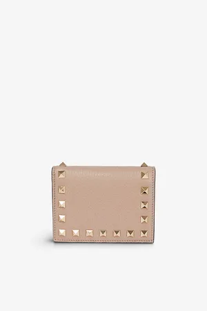 VALENTINO GARAVANI Womens Rockstud Leather Flap French Wallet