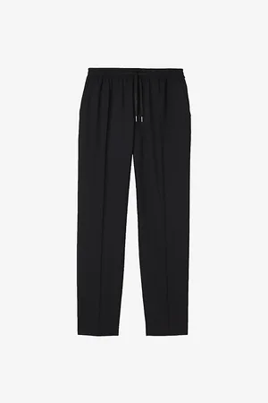 Sandro Mens Drawstring-Waist Straight-Leg Wool-Blend Trousers