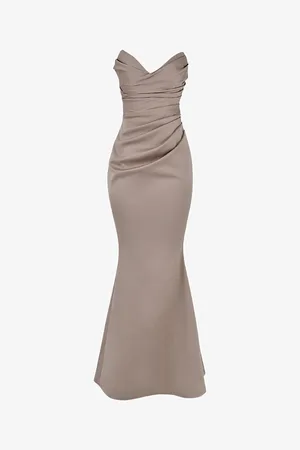 House Of Cb Womens Fleur Sweetheart-Neckline Fishtail-Hem Woven Maxi Dress