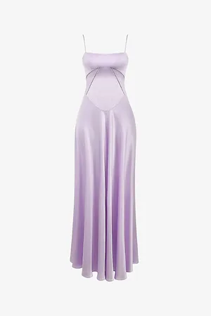 House Of Cb Womens Anabella Lace-Up Satin Maxi Dress