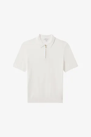Reiss Mens Ivor Half-Zip Cotton and Modal-Blend Polo Shirt