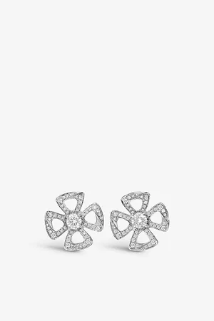 Bvlgari Fiorever 18ct White-Gold and Diamond Stud Earrings