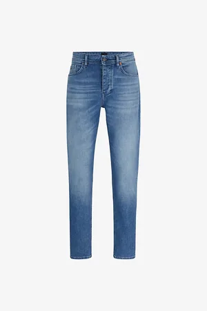 HUGO BOSS Mens Regular-Fit Straight-Leg Faded Stretch-Denim Jeans
