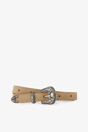 The Kooples Womens Western-Buckle Faux-Leather Belt