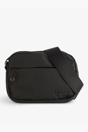 Ganni Womens Festival Branded-Strap Recycled-Polyester Shell Bag