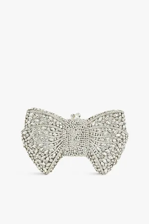 Dune Womens Enchant Bow Diamante-Embellished Clutch Bag