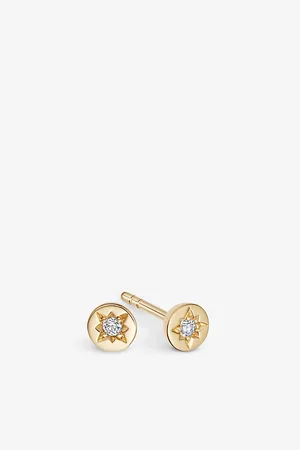 ASTLEY CLARKE Womens Polaris 18ct Yellow Gold-Plated Vermeil Sterling-Silver and White Sapphire Stud Earrings