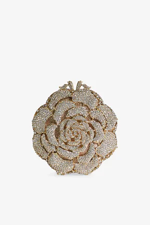 Dune Womens Bling Diamante-Flower Metal Clutch