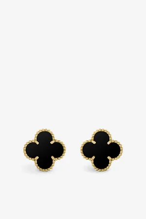 Van cleef Vintage Alhambra Yellow-Gold and Onyx Stud Earrings